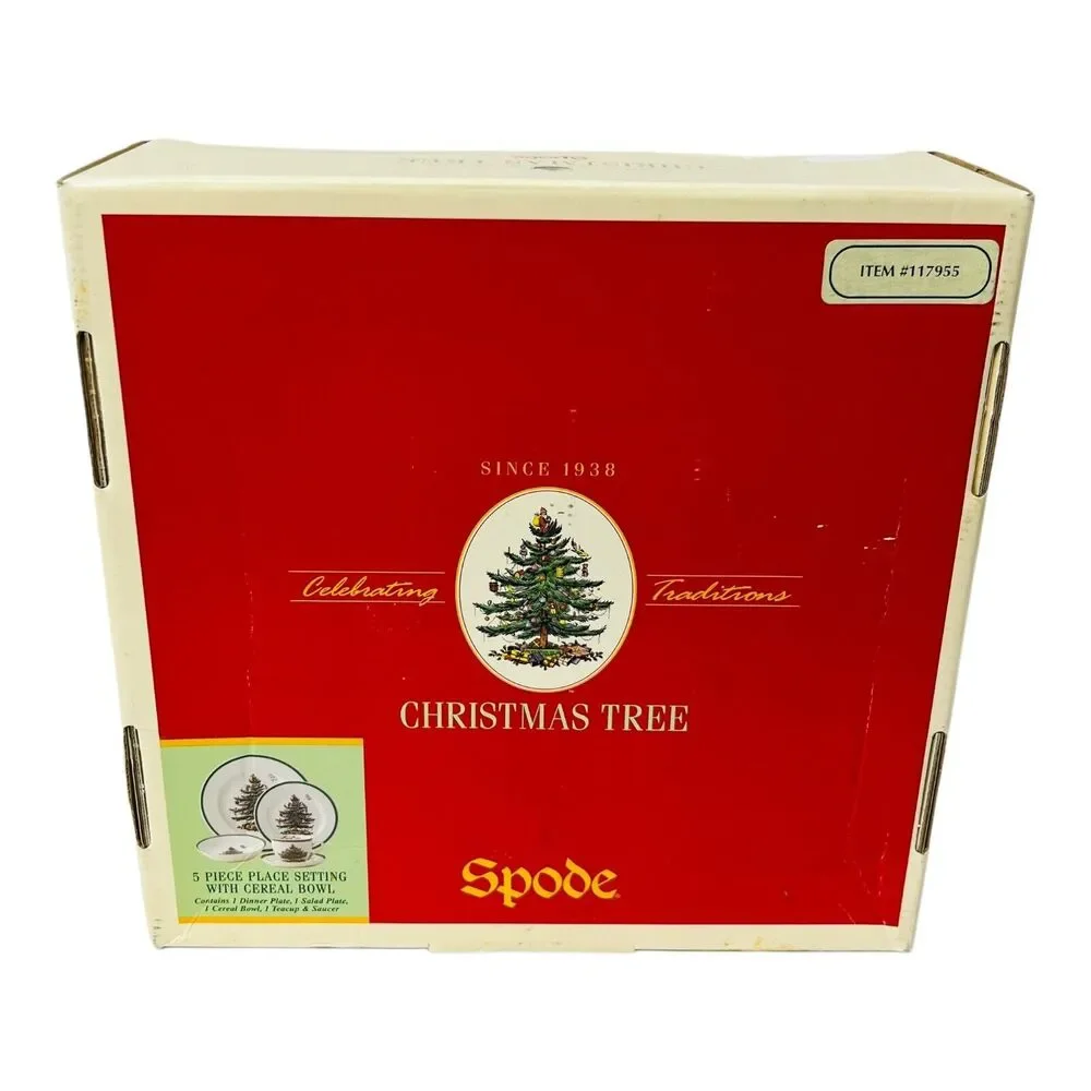 Spode Christmas Tree Stoneware 3 Pc Set Dinner‎ Saucer Plate Bowl NO MUG Box